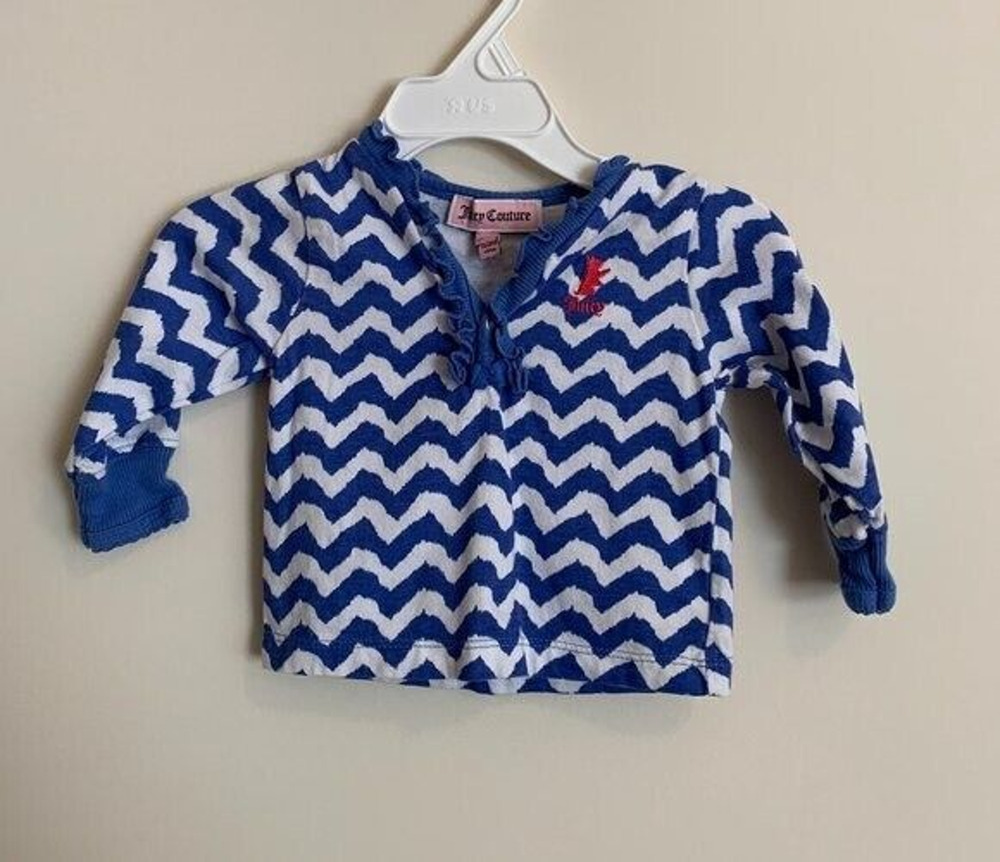 Juicy Couture Baby Girls 3-6 Months Long Sleeve Shirt Blue White Striped